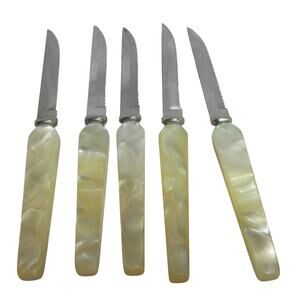 Forgecraft by Washington Forge Stainless Serrated Pearlescent Handle Knife Set 5